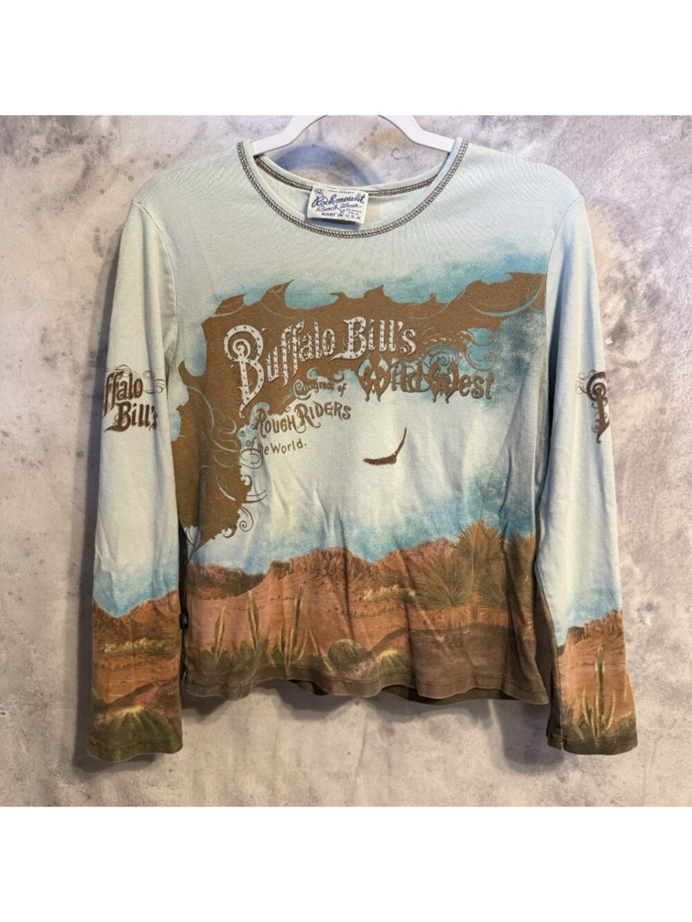 Vintage Rockmount Ranch Wear Shirt Womens Rhinestone Buffalo Bills Wild West XL